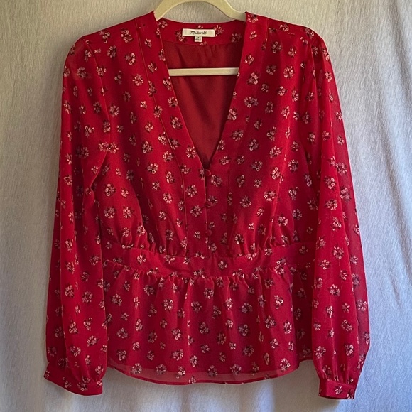 Madewell V-Neck Peplum Top - Picture 2 of 7